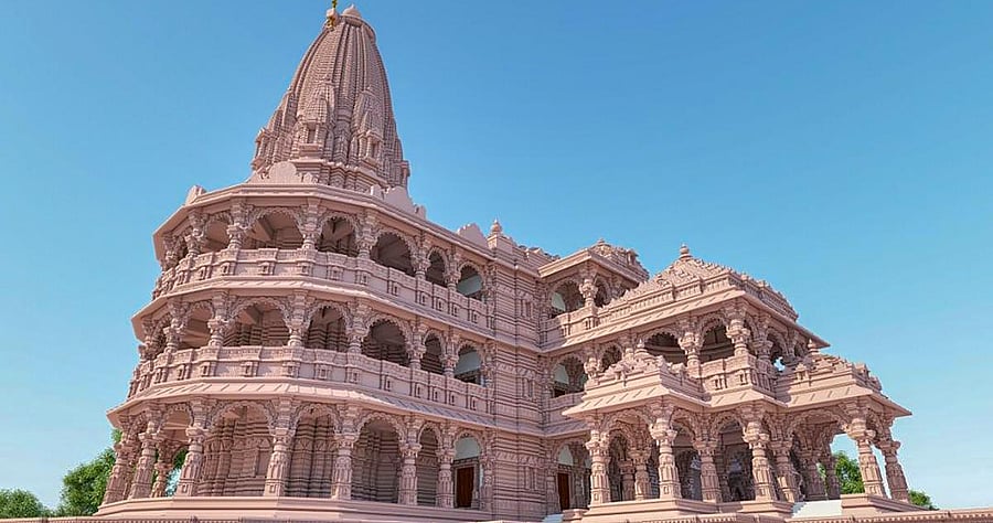 A model of Ram Temple to be constructed in Ayodhya. Credit: PTI Photo