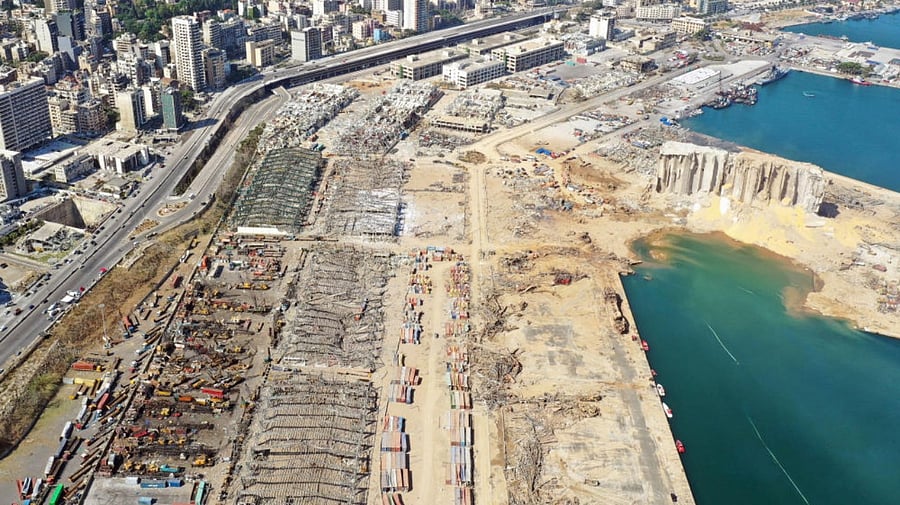 A general view shows the damage following Tuesday's blast in Beirut's port area. Credit: Reuters