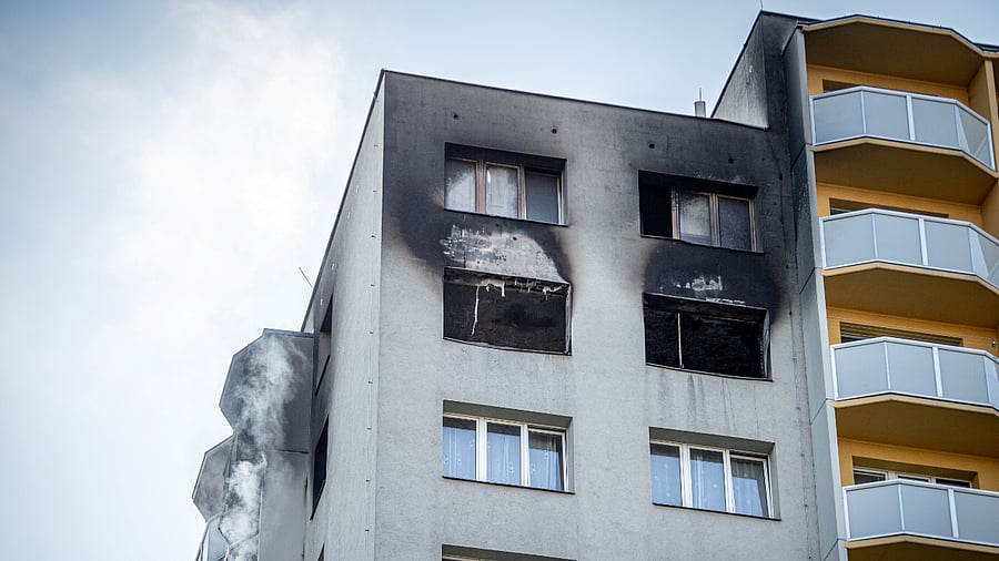 An apartment building is seen after a fire broke out in Bohumin, Czech Republic. Credits: Reuters Photo