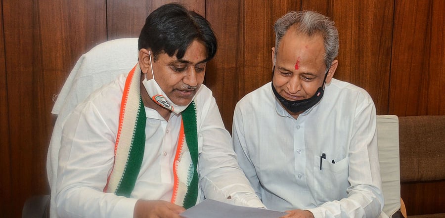 "There is no such thing or discussion on change in leadership. It is a fake and hollow rumour. Ashok Gehlot is the chief minister and he will remain so for five years,” Dotasra told reporters here. Credit: PTI Photo
