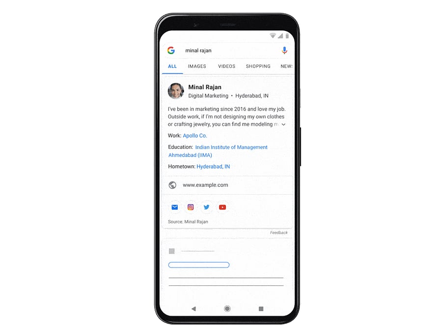 Indian users can now create virtual business cards on Google Search. Credit: Google India Official Blog