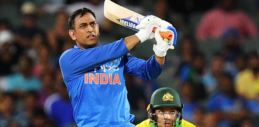  MS Dhoni of India bats during game two of the One Day International series between Australia and India at Adelaide Oval on January 15, 2019 in Adelaide, Australia. Credit: Getty Images
