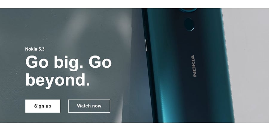Nokia 5.3 Android One teaser on the company's official website. Credit: Nokia India