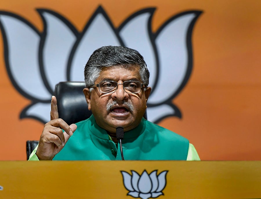 Union Minister Ravi Shankar Prasad. Credit: PTI Photo