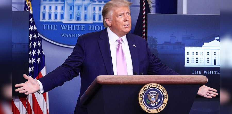 Trump said the virus is akin to the seasonal flu for college students and that students pose a greater safety threat at home with older family members than on college campuses. Credit: Reuters Photo