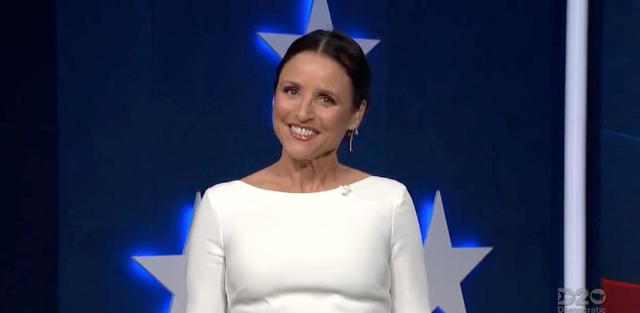 Actor Julia Louis-Dreyfus speaks during the 4th and final night of the 2020 Democratic National Convention. Credit: Reuters Photo
