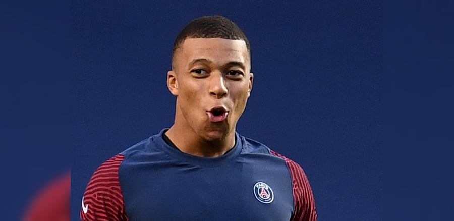 Paris St Germain's Kylian Mbappe during training. Credit: Reuters Photo