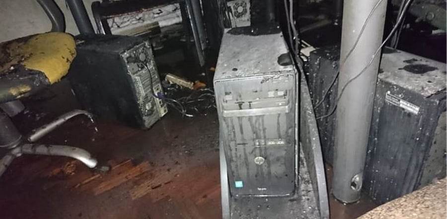 The August 23 attack on the facilities of the Canal de Moçambique news outlet in Mozambique. Credit: Twitter/ @CanHCMozambique