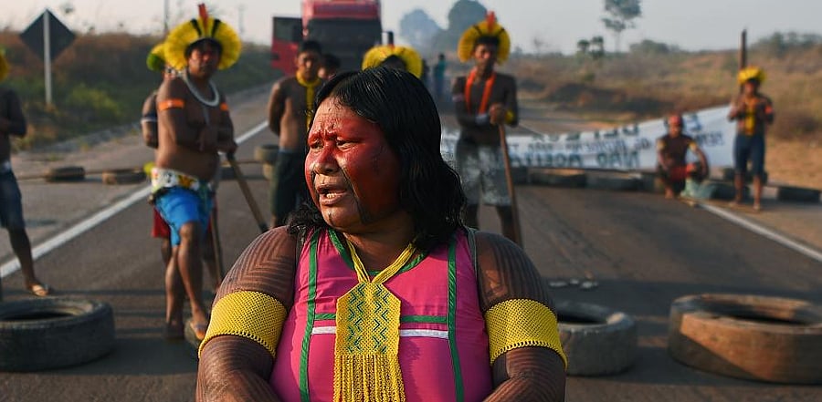 Indigenous Amazon tribe protest. Credit: AFP