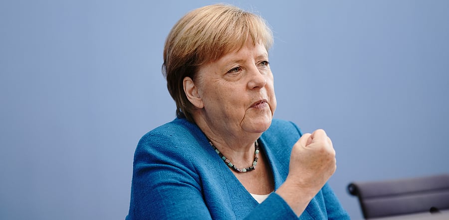 German Chancellor Angela Merkel holds her annual summer news conference during the outbreak of the coronavirus disease in Berlin, Germany. Credit: Reuters Photo