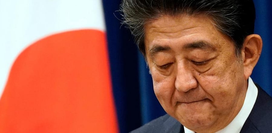 Japanese Prime Minister Shinzo Abe gestures during his press conference at the prime minister official residence in Tokyo on August 28, 2020. Credit: AFP Photo