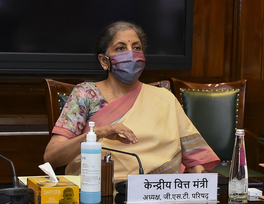 New Delhi: Union Finance Minister Nirmala Sitharaman chairs the 41st GST Council meeting via video conferencing, in New Delhi, Thursday, Aug 27, 2020. PTI Photo) (PTI27-08-2020_000034B)