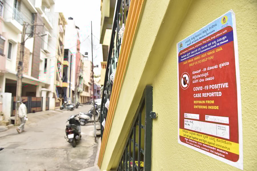 The BBMP will no longer paste stickers on the homes of Covid patients. DH PHOTO/JANARDHAN B K