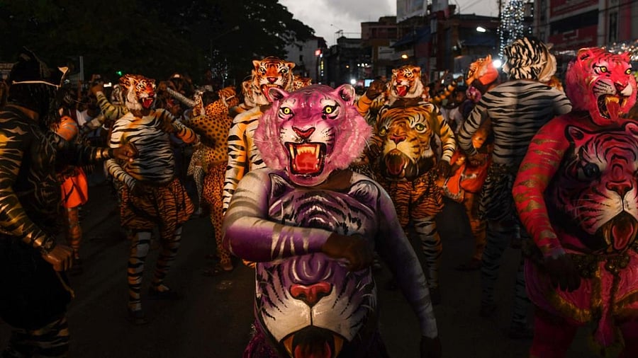 In a normal year, hundreds of performers would have participated in the around decades-old 'Pulikali' in Thrissur town. Credit: AFP/file photo