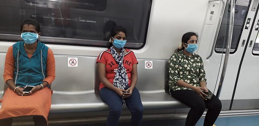 A distance of two metres will have to be maintained between commuters on the metro. BMRCL Photo