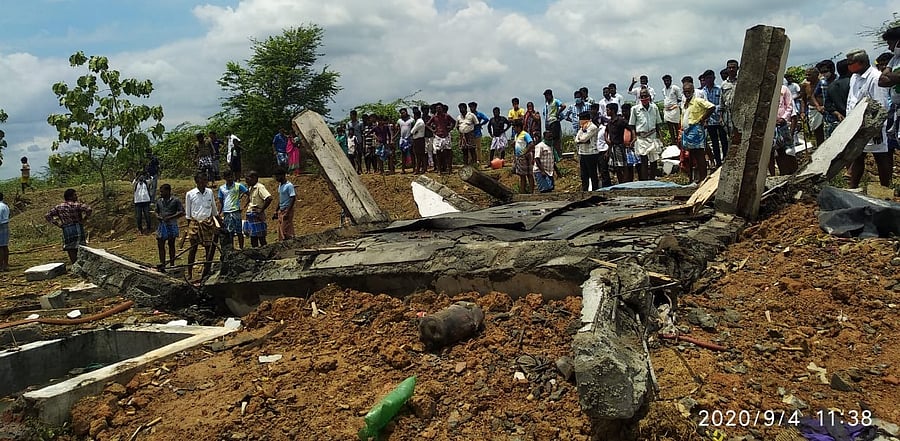The accident took place at a small-scale firework-manufacturing unit in Kurungudi village near Kattumannarkoil, 245 km from Chennai, on Friday morning. Credit: Special Arrangement
