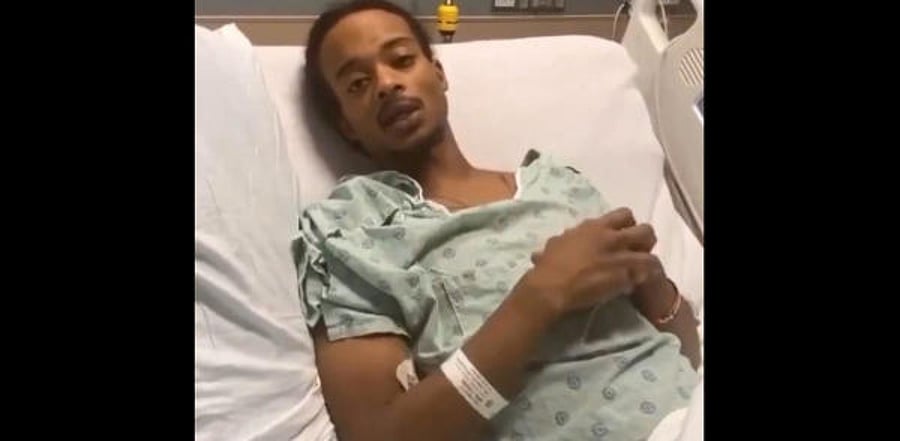 In this social network video released on by his lawyer Ben Crump, Jacob Blake delivers a message from a hospital bed in Kenosha. Credit: AFP