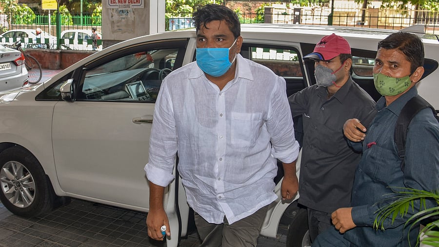 Suspended AAP councillor Tahir Hussain arrives at ED office for questioning in connection with ongoing PMLA investigation. Credits: PTI Photo