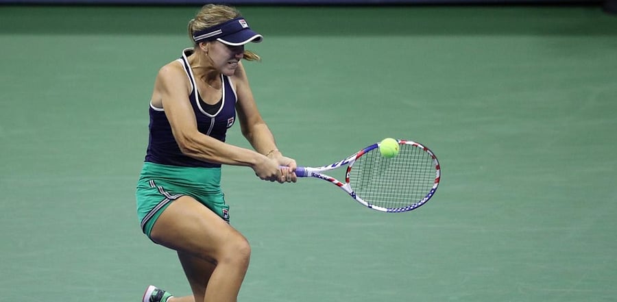 Sofia Kenin of the United States returns a volley during the US Open. Credits: AFP