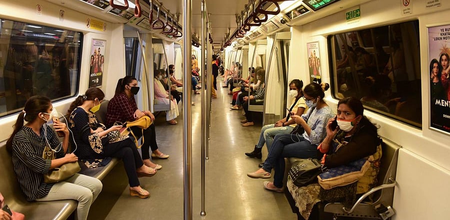 Yellow Line and Rapid Metro were the first to reopen on Monday, followed by Blue Line and Pink Line on Wednesday. Credit: PTI Photo