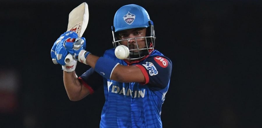 Delhi Capitals cricketer Prithvi Shaw plays a shot during the 2019 Indian Premier League (IPL) eliminator Twenty20 cricket match between Sunrisers Hyderabad and Delhi Capitals. Credit: AFP