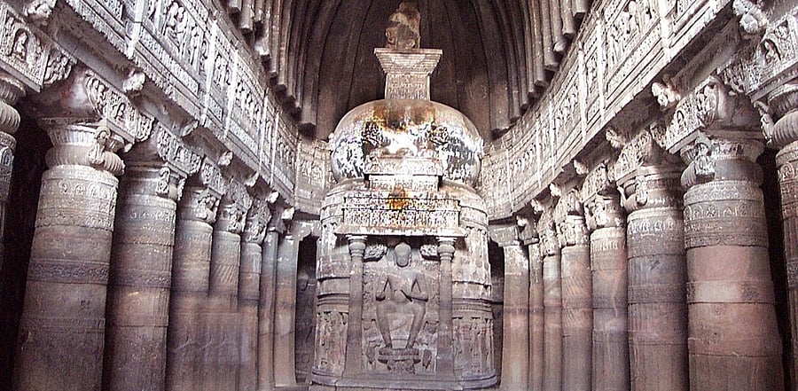 Inside the Ajanta-Ellora caves. Credit: Wikimedia Commons