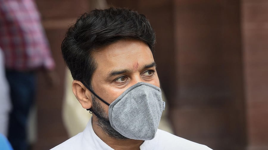 MoS Finance Anurag Thakur at Parliament House during the opening day of its Monsoon Session. Credit: PTI
