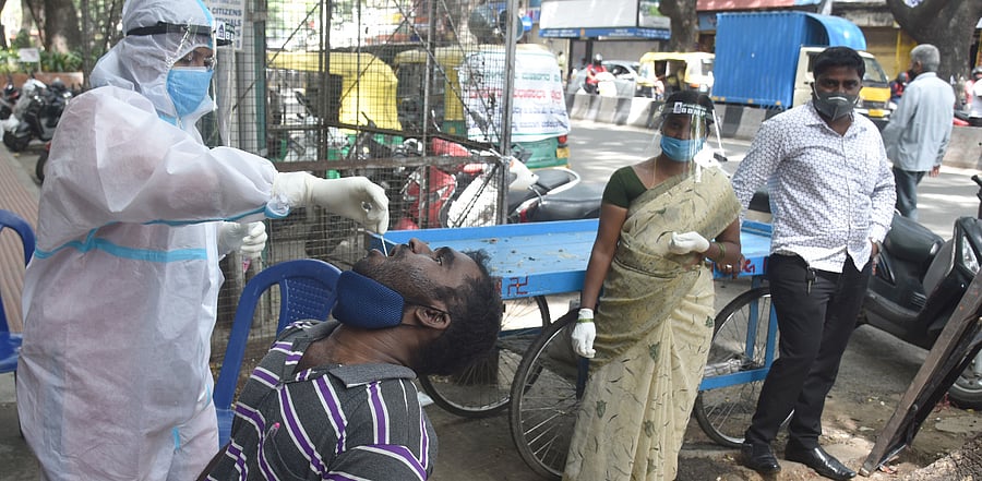 Testing at DVG road Bengaluru. Credit: DH Photo