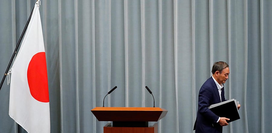 Chief cabinet secretary Suga is heavily tipped to win the Liberal Democratic Party ballot, with a parliamentary vote Wednesday set to elevate him to the country's top job. Credit: Reuters Photo