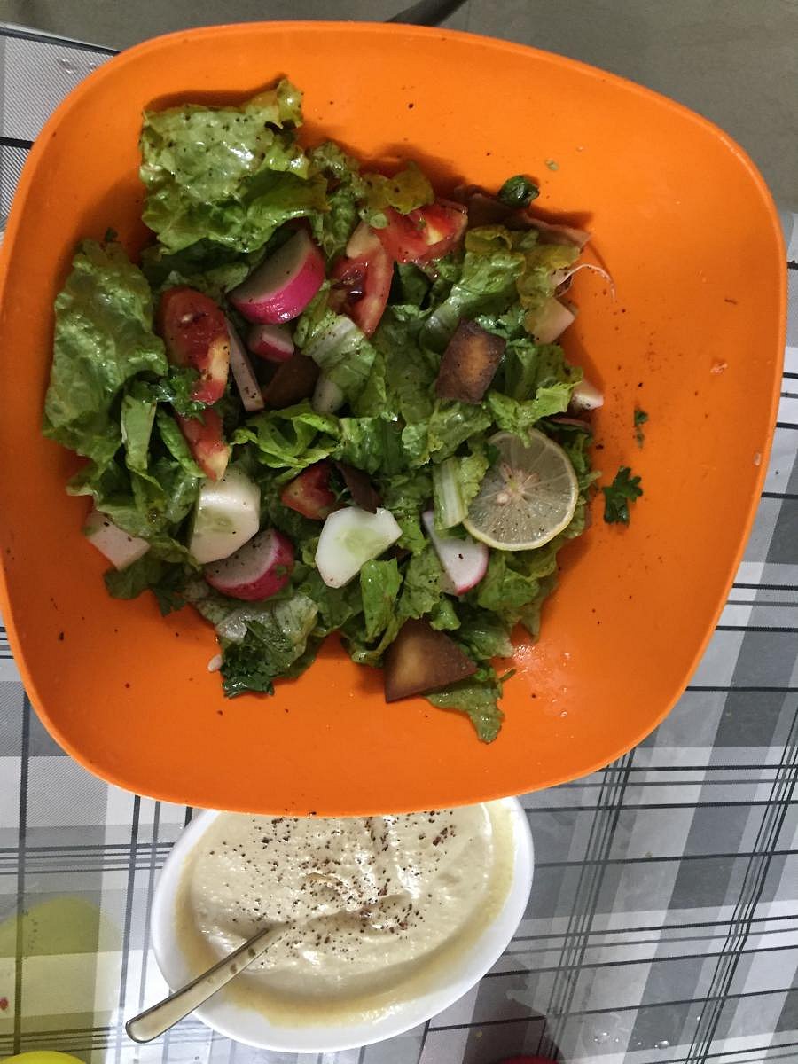 Fatoush with hummus