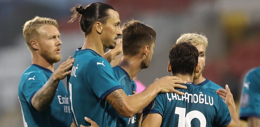 Zlatan Ibrahimović celebrates with his teammates. Credit: Reuters Photo