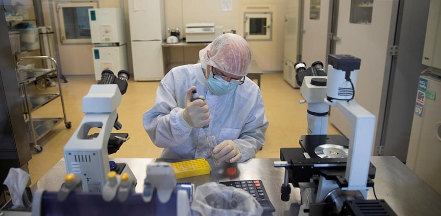 A specialist works at Binnopharm pharmaceutical plant, part of Alium Group owned by Sistema financial corporation, which develops "Gam-COVID-Vac" vaccine against the coronavirus disease in Zelenograd near Moscow, Russia. Credit: Reuters