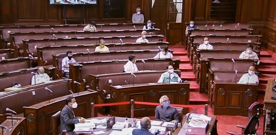 Parliamentarians in Rajya Sabha during the ongoing Monsoon Session of Parliament, in New Delhi. Credit: PTI