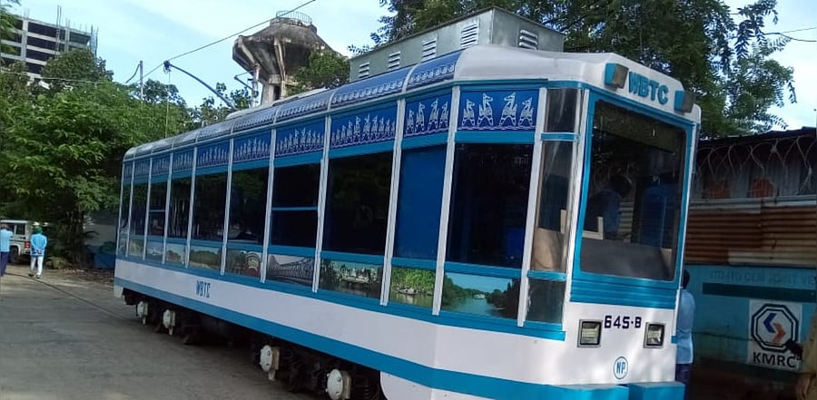 The tram modified as a mobile library (Photo Credit:  Special Arrangement)