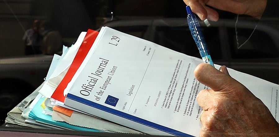 Documents of EU chief negotiator Michel Barnier. Credit: Reuters Photo