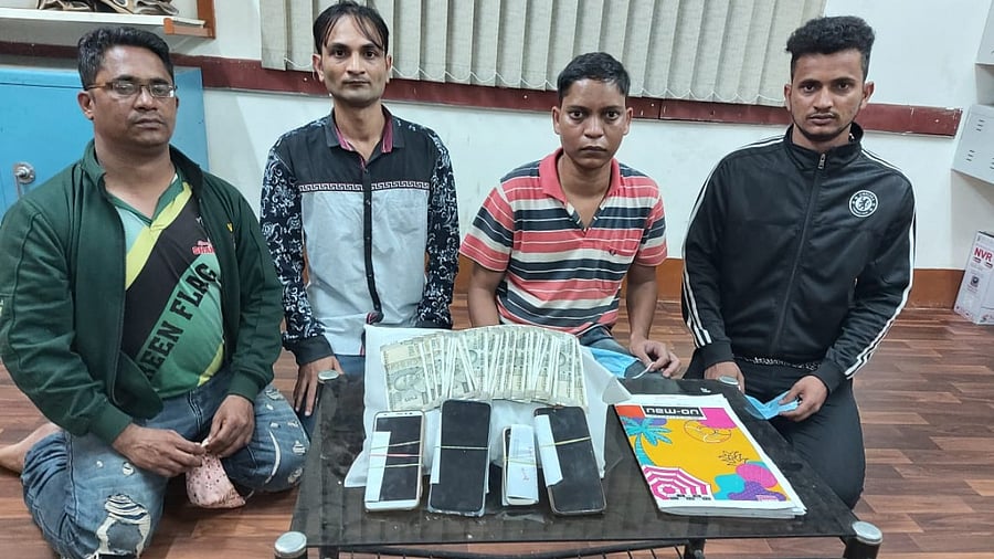 Four accused arrested for IPL cricket betting in Belagavi on Tuesday. Credit: City Police.