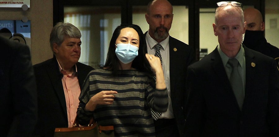 Huawei Technologies executive Meng Wanzhou leaves the Supreme Court of British Columbia after appearing before a judge. Credit: AFP Photo
