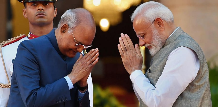 Prime Minister Narendra Modi greeted President Ram Nath Kovind on his 75th birthday. Credit: PTI