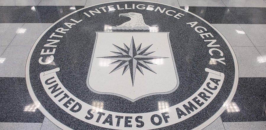 The Central Intelligence Agency (CIA) seal is displayed in the lobby of CIA Headquarters in Langley, Virginia. Credit: AFP Photo