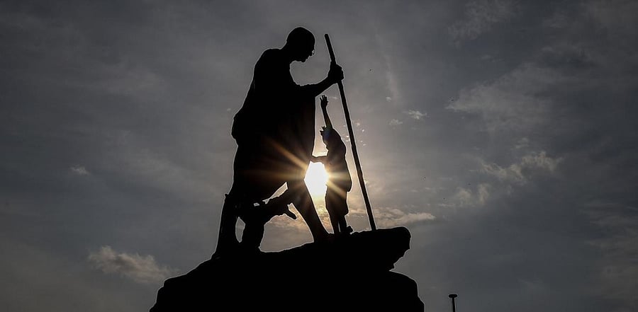 Offering his tribute to Gandhiji, Chief Minister said, "Let us pay our unending respects to Mahatma Gandhi on his birth anniversary who marched on the path of Satyagraha in the glow of truth and non-violence and gifted us freedom.". Credit: PTI Photo