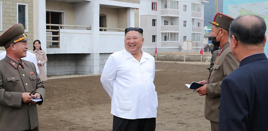 North Korean leader Kim Jong Un inspects sites of reconstruction in Kimhwa County. Credit: Reuters