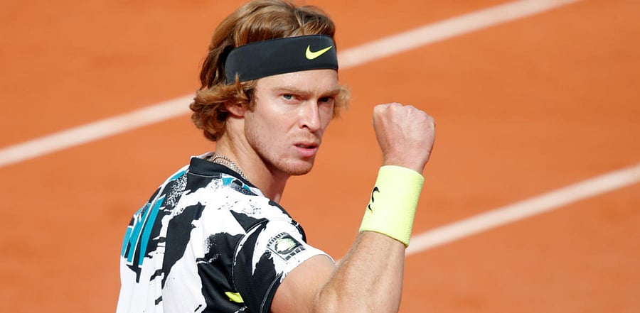 Russia's Andrey Rublev celebrates winning his third round match against against South Africa's Kevin Anderson. Credit: Reuters Photo
