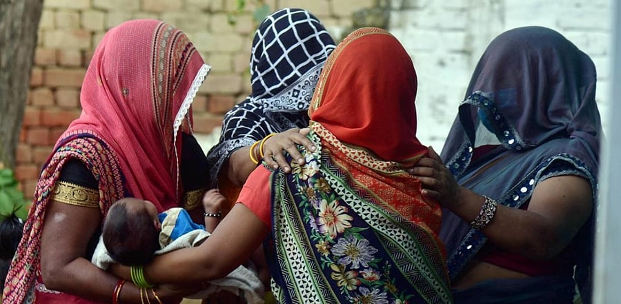 Hathras rape victim's kin. Credit: PTI Photo