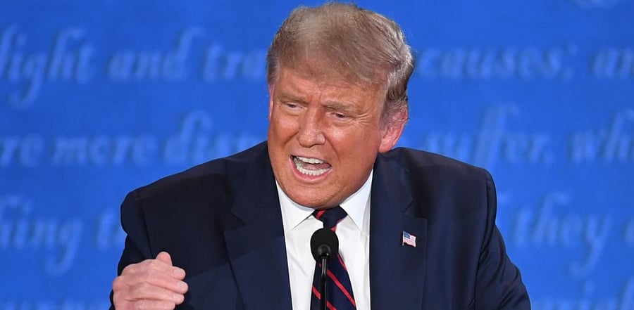 US President Donald Trump speaks during the first presidential debate. Credit: AFP