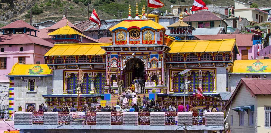 Hindu pilgrims ascend the steps to the Temple of Badarinatha Narayana in the Himalayan State of Uttarakhand. Credit: Getty Images