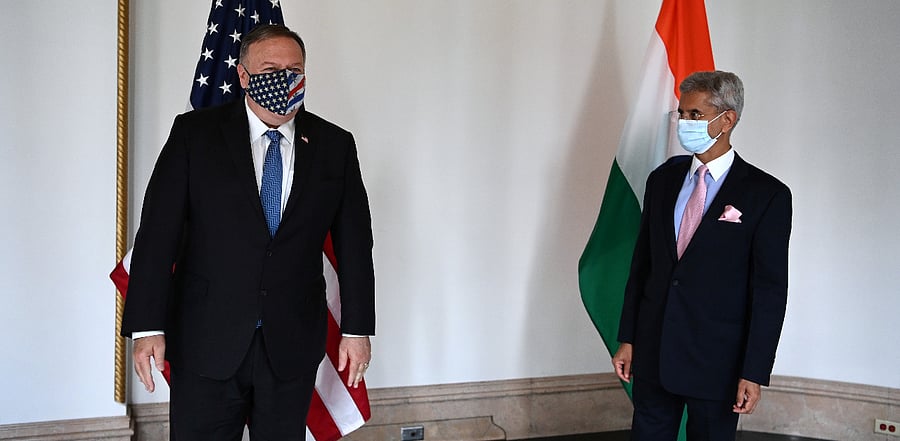 Indian Minister for External Affairs S Jaishankar with US Secretary of State Mike Pompeo. Credit: Reuters Photo