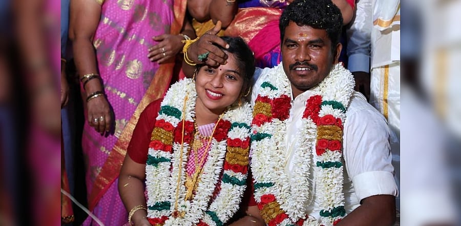 A Prabhu, who belongs to the Scheduled Caste, married S Soundarya in a simple ceremony in the presence of his family members on Monday amid drama as the girl’s father attempted to self-immolate outside the venue.