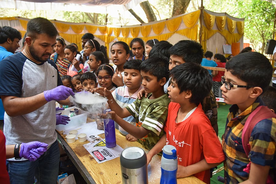 Children attend Open Day at Indian Institute of Science, Bengaluru. Many youngsters don't get the opportunity to pursue research in India. DH Photo/S K Dinesh