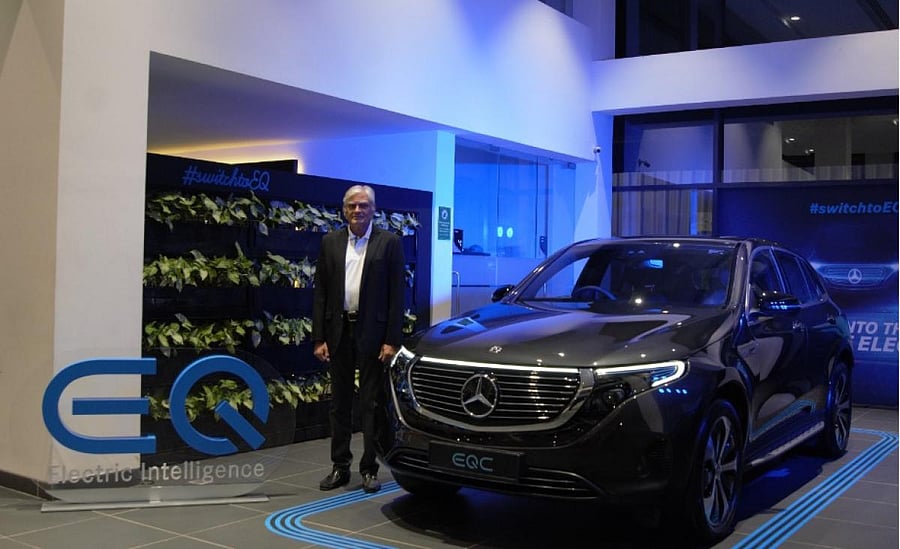 Sharath Vijayaraghavan, Executive Director, TVS Sundaram Motors with the new Mercedes Benz EQC