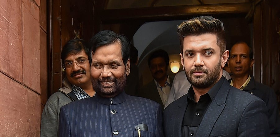 Late Dalit leader Ram Vilas Paswan and Chirag Paswan. Credit: PTI